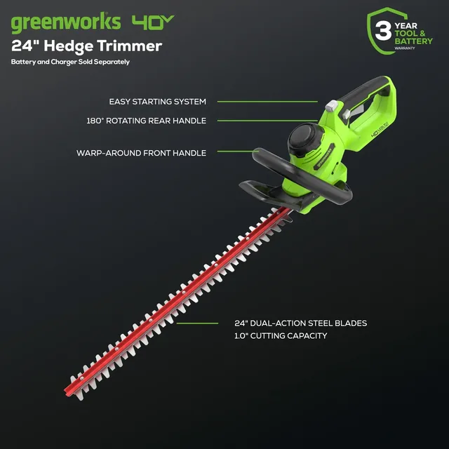 Greenworks HT40B02 hedge trimmer, manufacturer gallery view 3