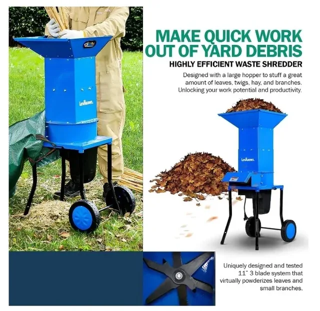 Landworks GUO049 electric leaf mulcher/shredder, green, product gallery view 4