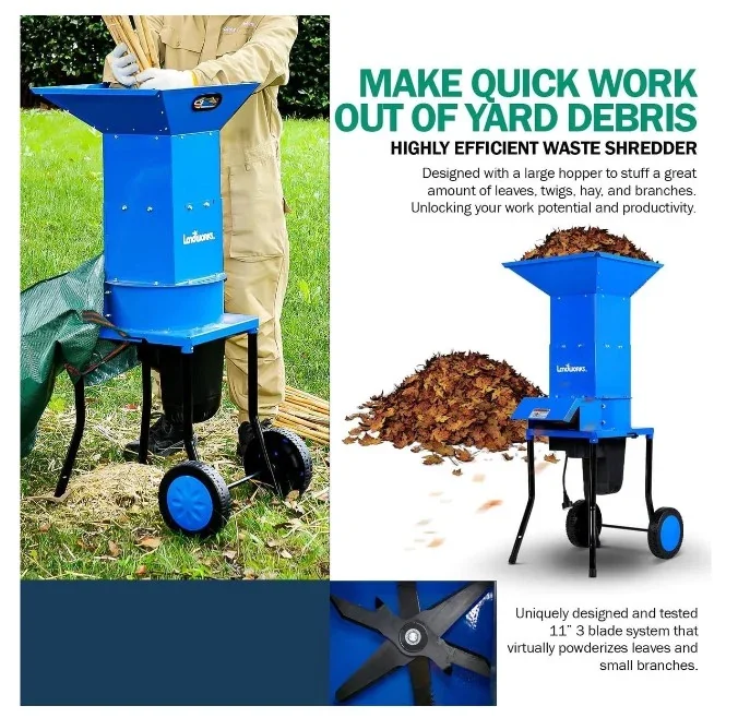 Landworks GUO049 electric leaf mulcher/shredder, green, product gallery view 4