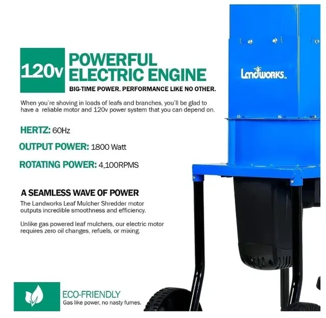 Landworks GUO049 electric leaf mulcher/shredder, green, product gallery view 6
