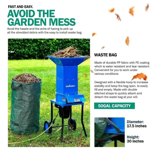 Landworks GUO049 electric leaf mulcher/shredder, green, product gallery view 5