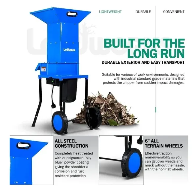 Landworks GUO049 electric leaf mulcher/shredder, green, product gallery view 3