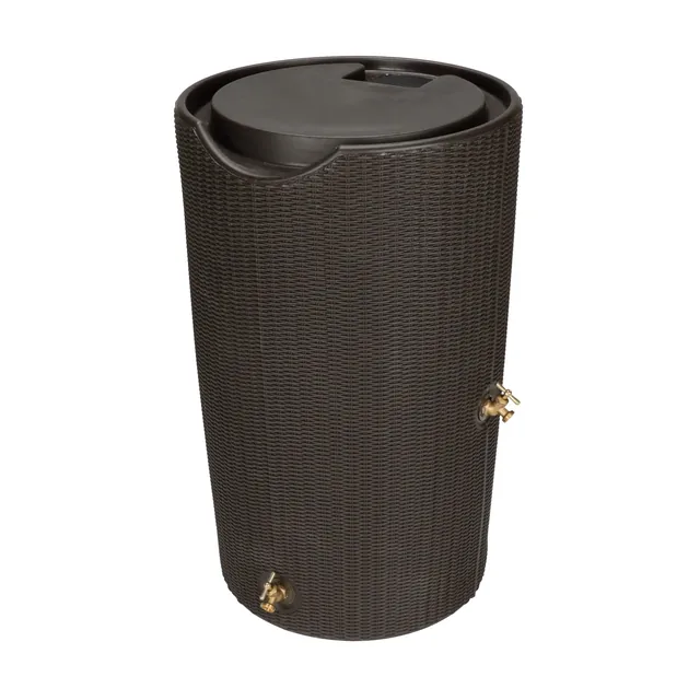 Good Ideas Impressions Bali 50 Flat-Top Rain Barrel, Dark Brown, manufacturer gallery view 3