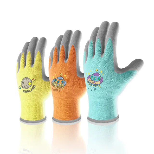 COOLJOB children’s gardening gloves, small, three pairs, product view 1