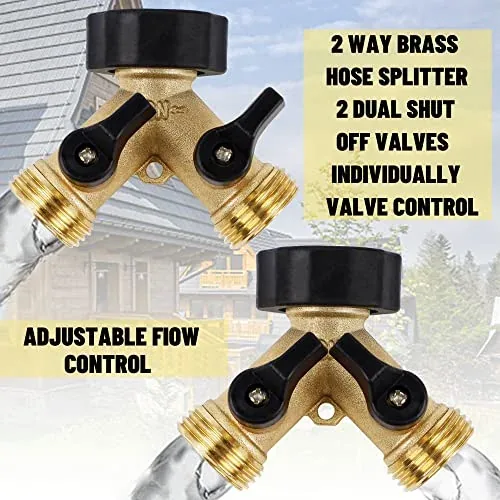 Biswing two-way brass hose splitter, detail or garden-use view 4