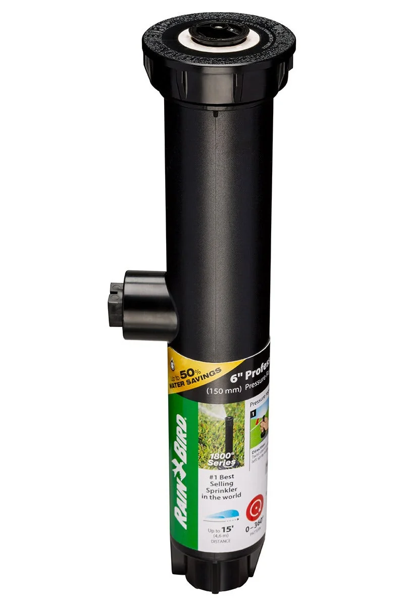 Rain Bird 1806APPRS six-inch pop-up sprinkler, detail or garden-use view 2