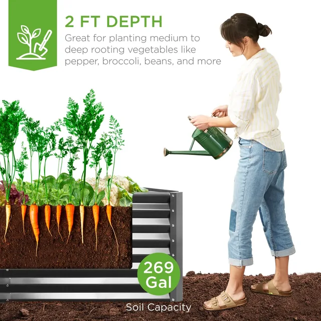 Best Choice Products 6 × 3 × 2-foot raised bed, gray, product view 3