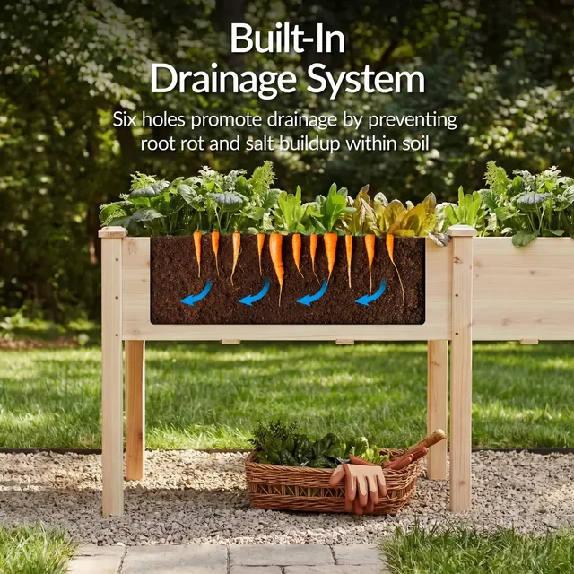 Best Choice Products SKY6152, Natural 72 x 24 x 30-inch elevated wood planter, product gallery view 5