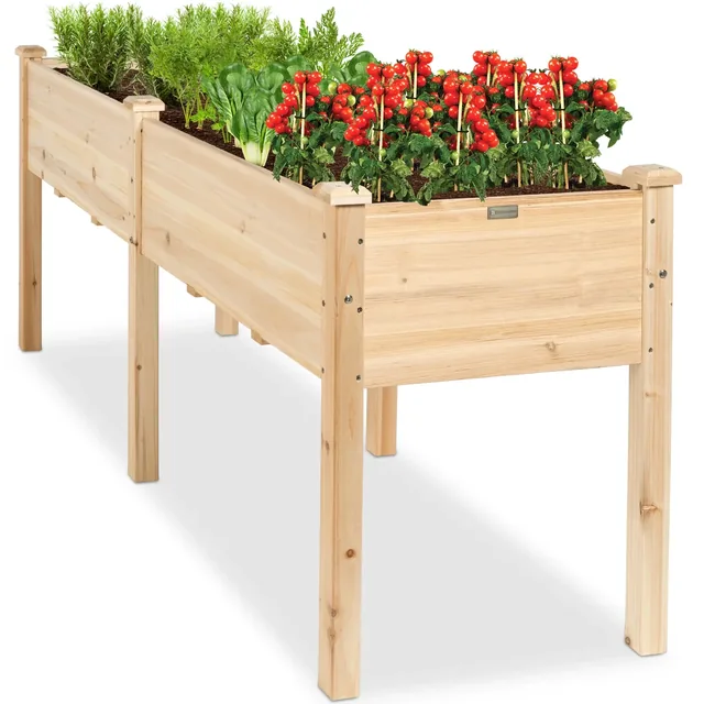 Best Choice Products SKY6152, Natural 72 x 24 x 30-inch elevated wood planter, product gallery view 1