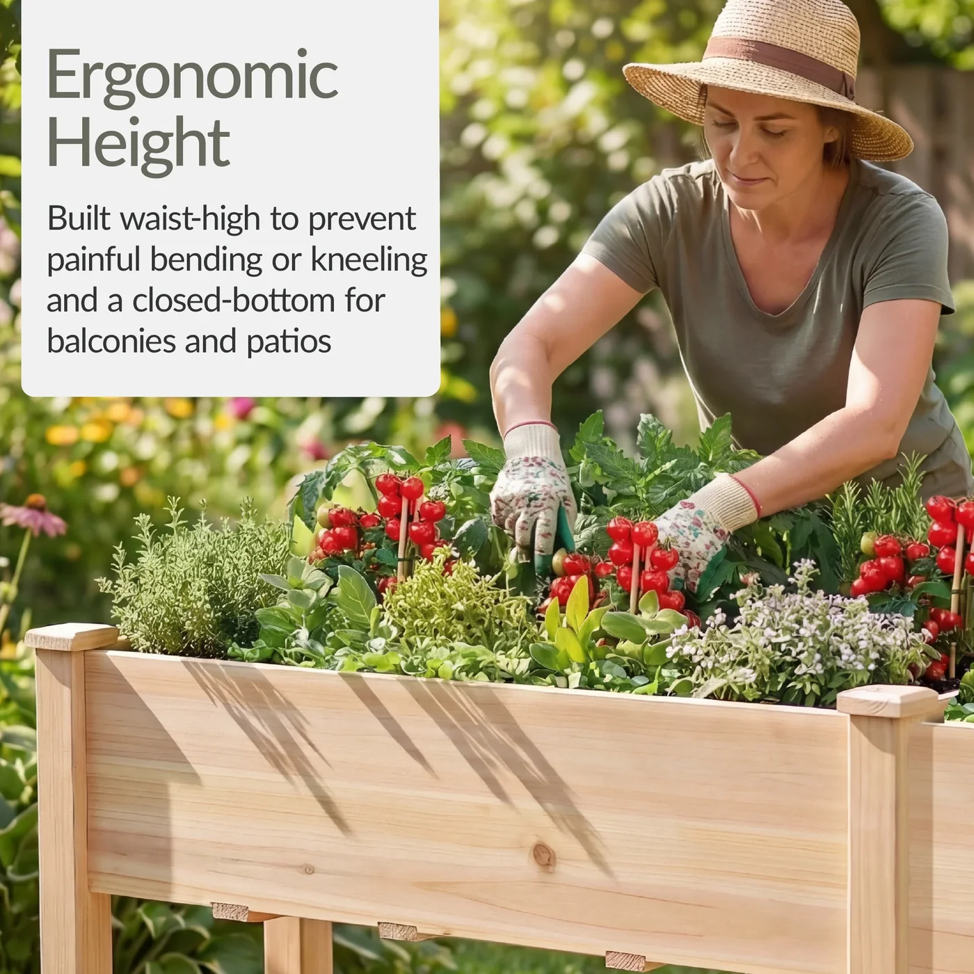 Best Choice Products SKY6152, Natural 72 x 24 x 30-inch elevated wood planter, product gallery view 4