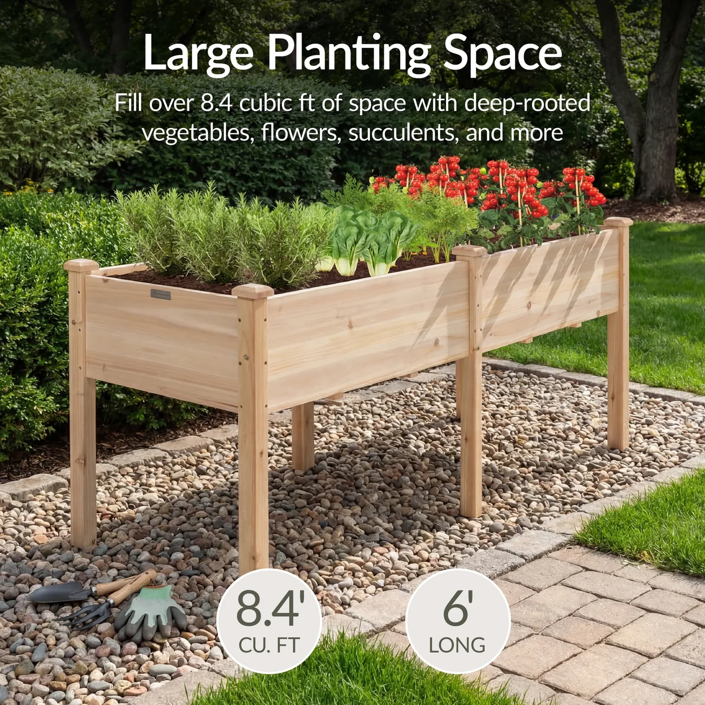 Best Choice Products SKY6152, Natural 72 x 24 x 30-inch elevated wood planter, product gallery view 3
