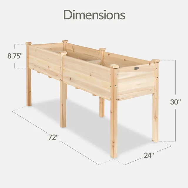 Best Choice Products SKY6152, Natural 72 x 24 x 30-inch elevated wood planter, product gallery view 2