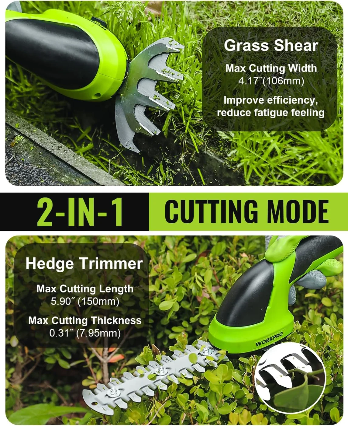 WORKPRO 7.2V grass shear and shrub trimmer, product gallery view 2