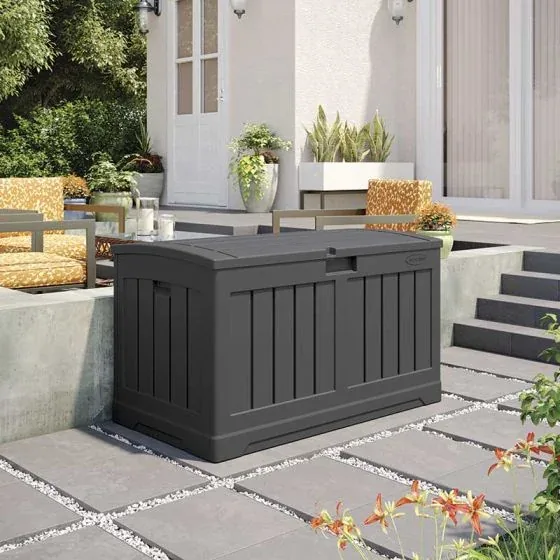 Suncast DB5025P 50-gallon Peppercorn deck box, manufacturer gallery view 1