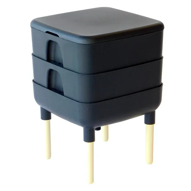 FCMP Essential Living two-tray worm composter, black manufacturer product view 1