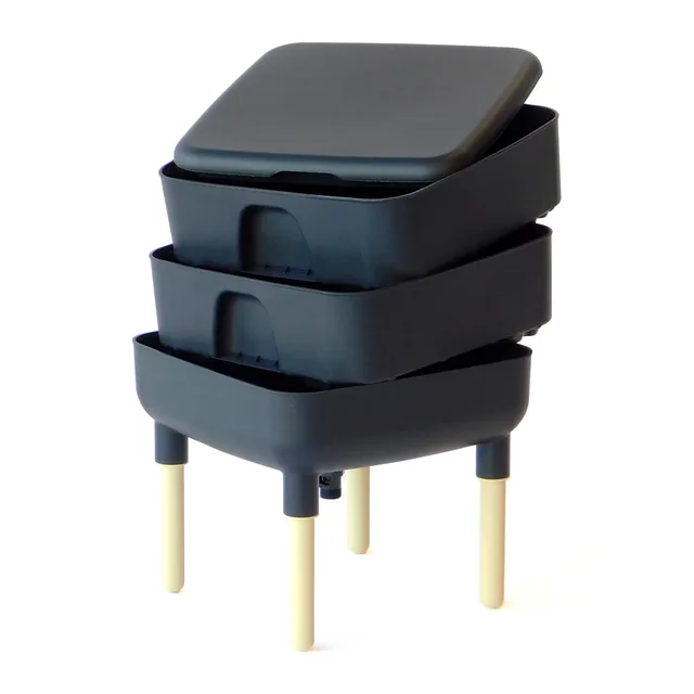 FCMP Essential Living two-tray worm composter, black manufacturer product view 3