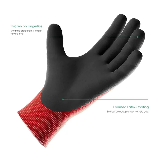 COOLJOB large black and red gardening gloves, two pairs, gallery view 4