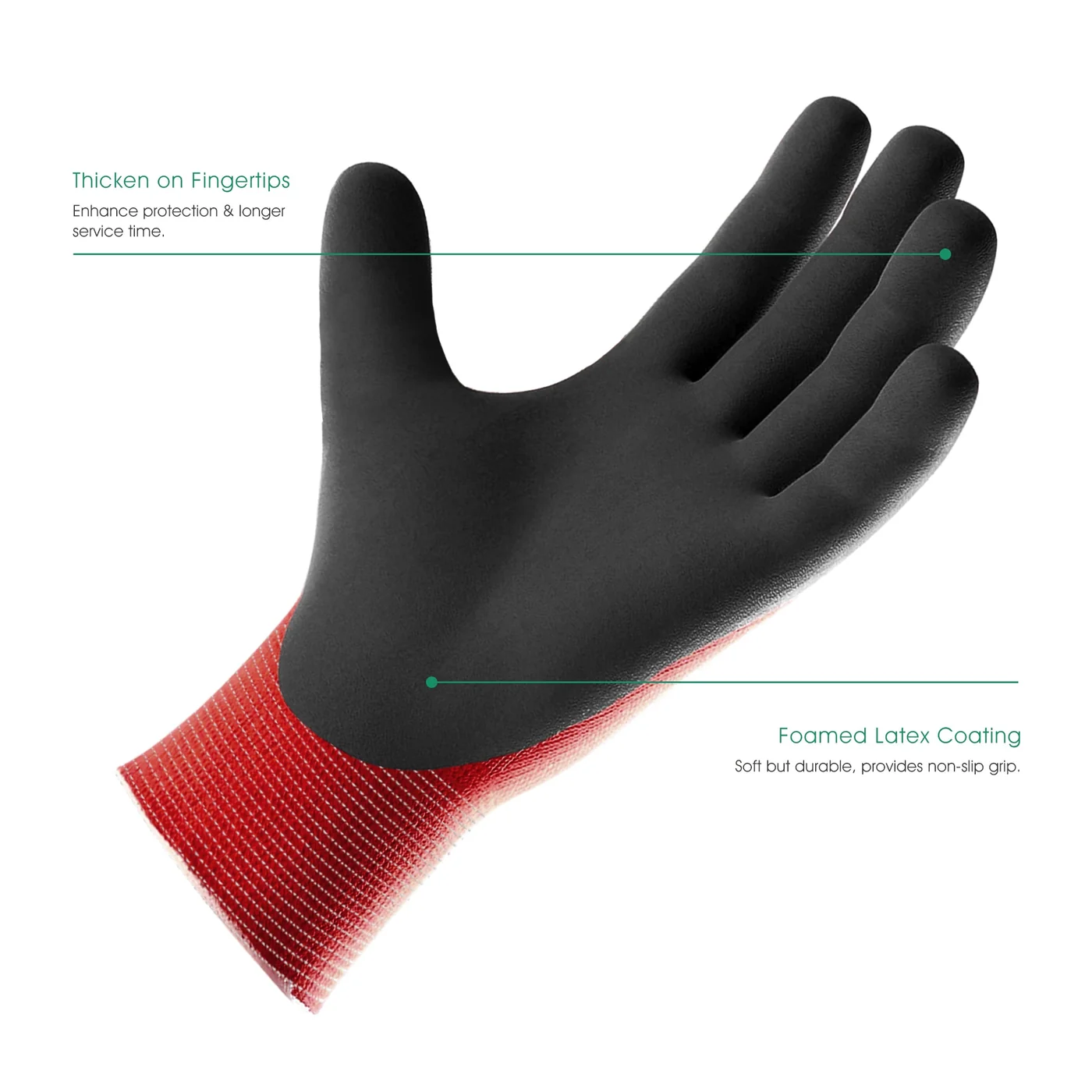 COOLJOB large black and red gardening gloves, two pairs, gallery view 4