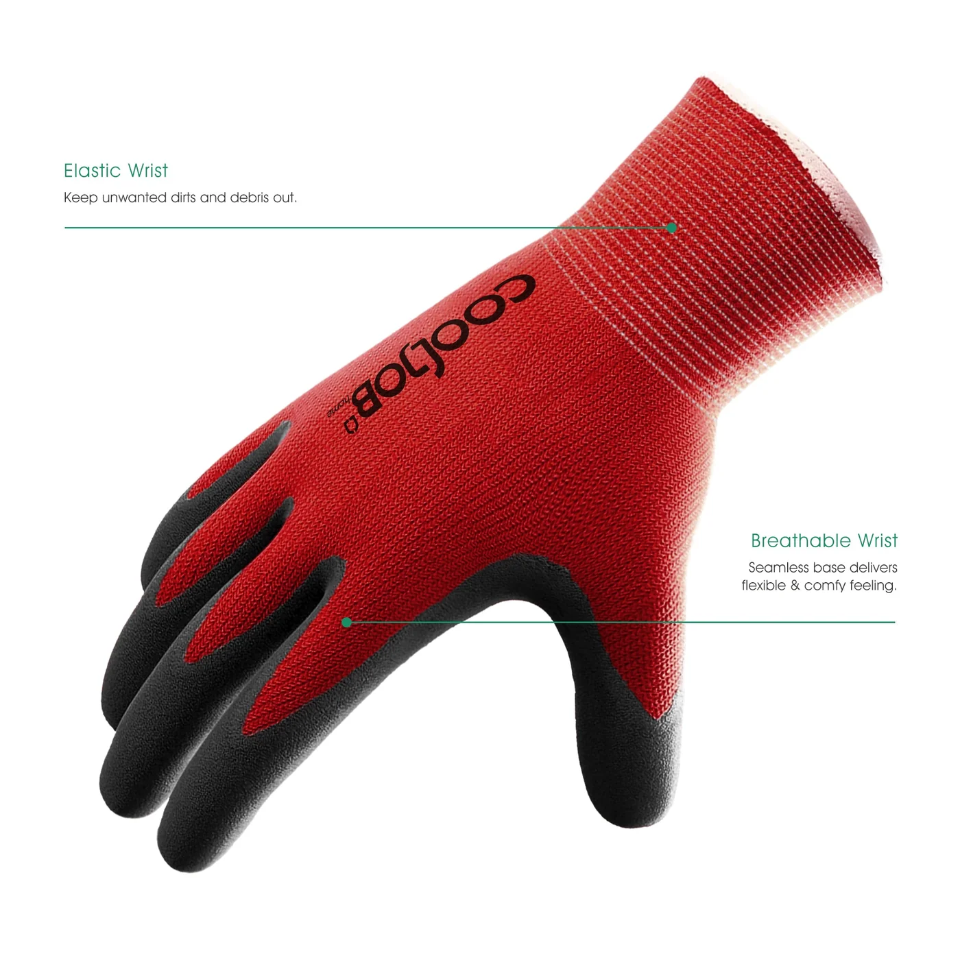 COOLJOB large black and red gardening gloves, two pairs, gallery view 5