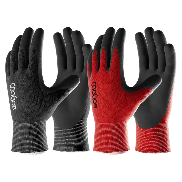 COOLJOB large black and red gardening gloves, two pairs