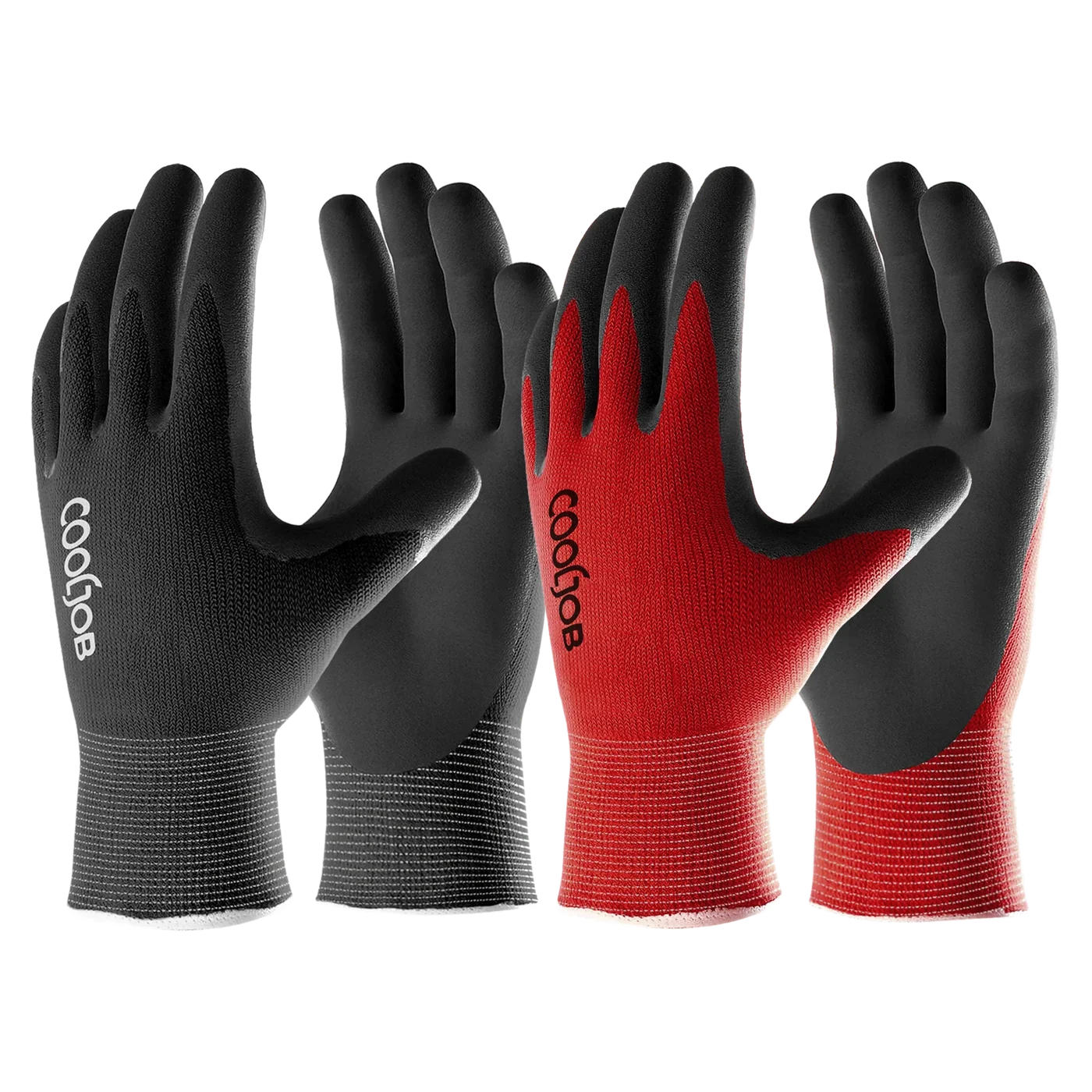 COOLJOB large black and red gardening gloves, two pairs