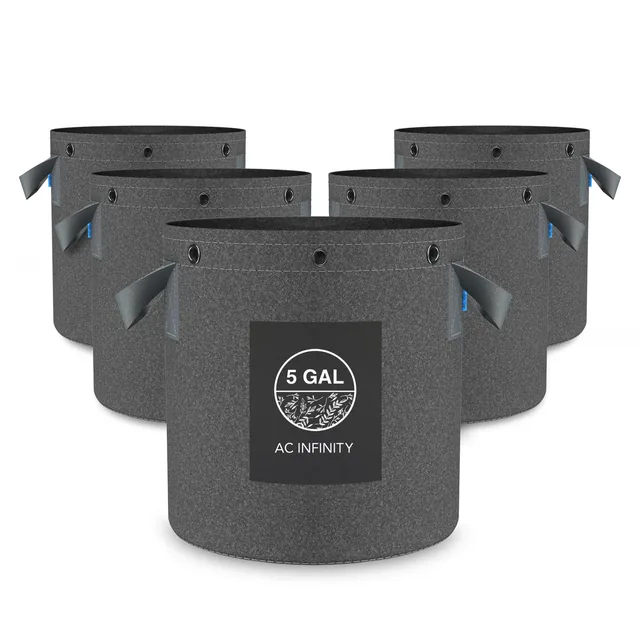 AC Infinity 5-gallon fabric pots, five pack, product view 1