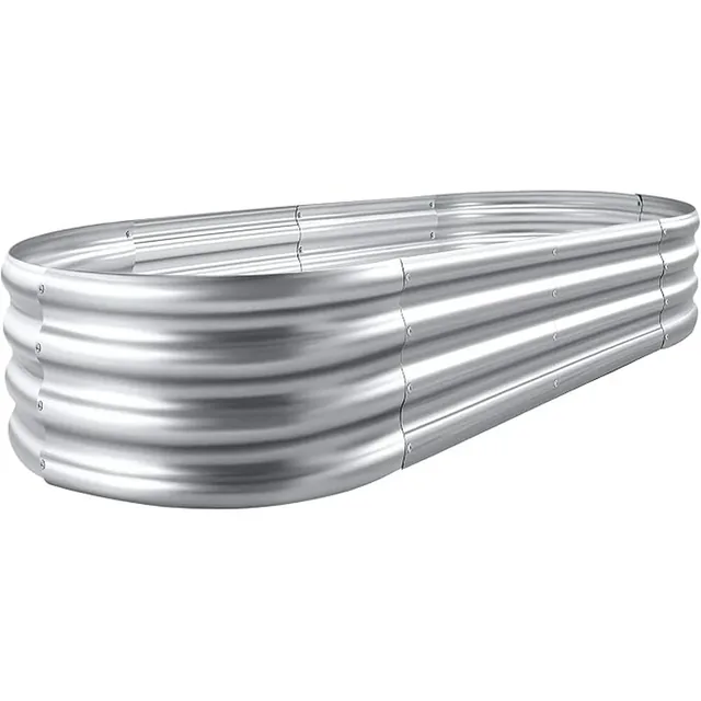 Land Guard Qst-25N080072-1SR silver oval raised bed, 4 x 2 x 1 feet, gallery view 1