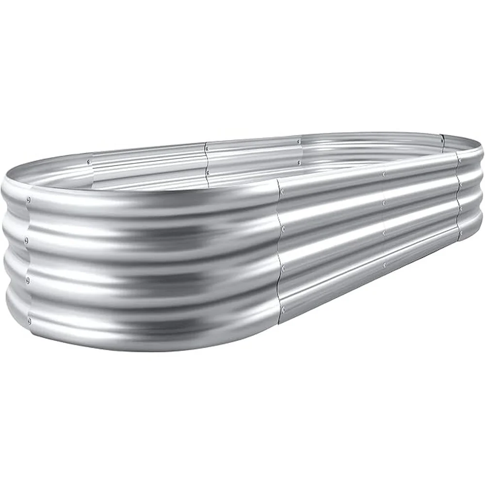 Land Guard Qst-25N080072-1SR silver oval raised bed, 4 x 2 x 1 feet, gallery view 1