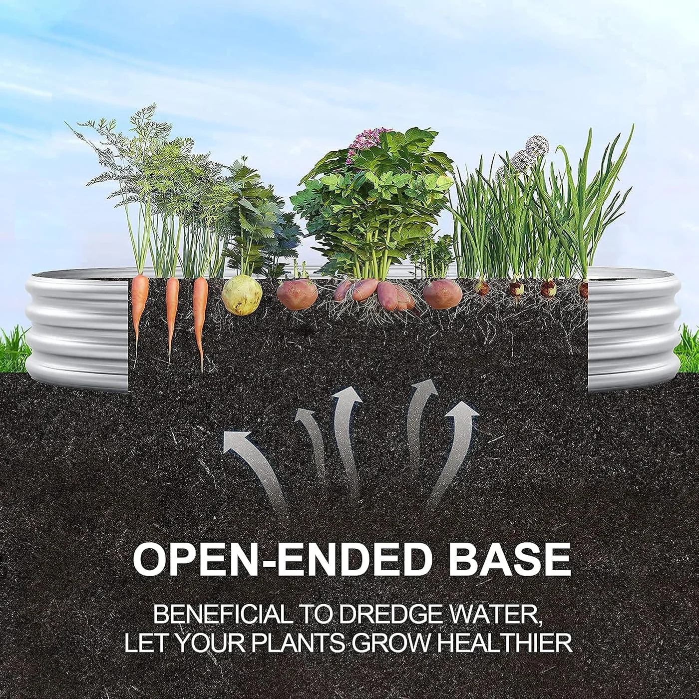 Land Guard Qst-25N080072-1SR silver oval raised bed, 4 x 2 x 1 feet, gallery view 4