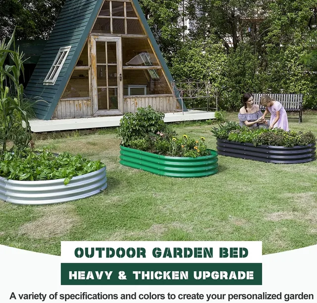 Land Guard Qst-25N080072-1SR silver oval raised bed, 4 x 2 x 1 feet, gallery view 2