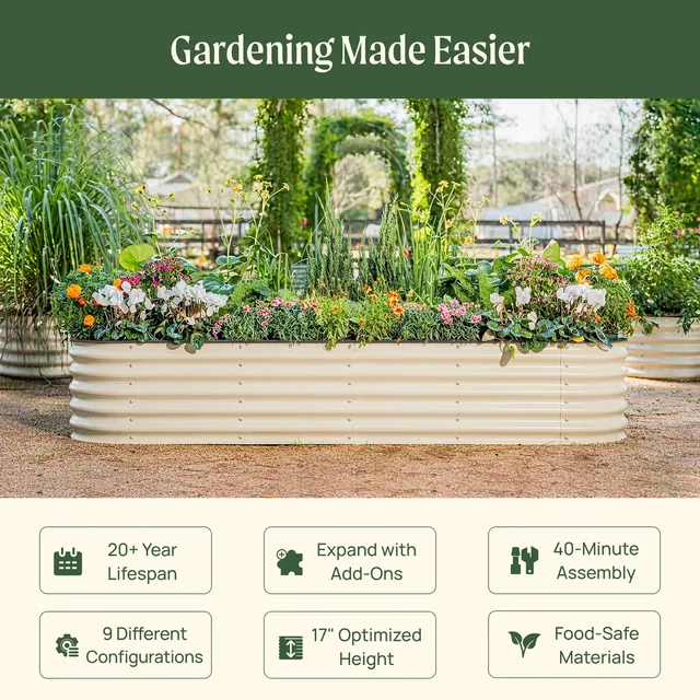 Vego 17-inch 9-in-1 raised bed manufacturer configuration and construction detail 1