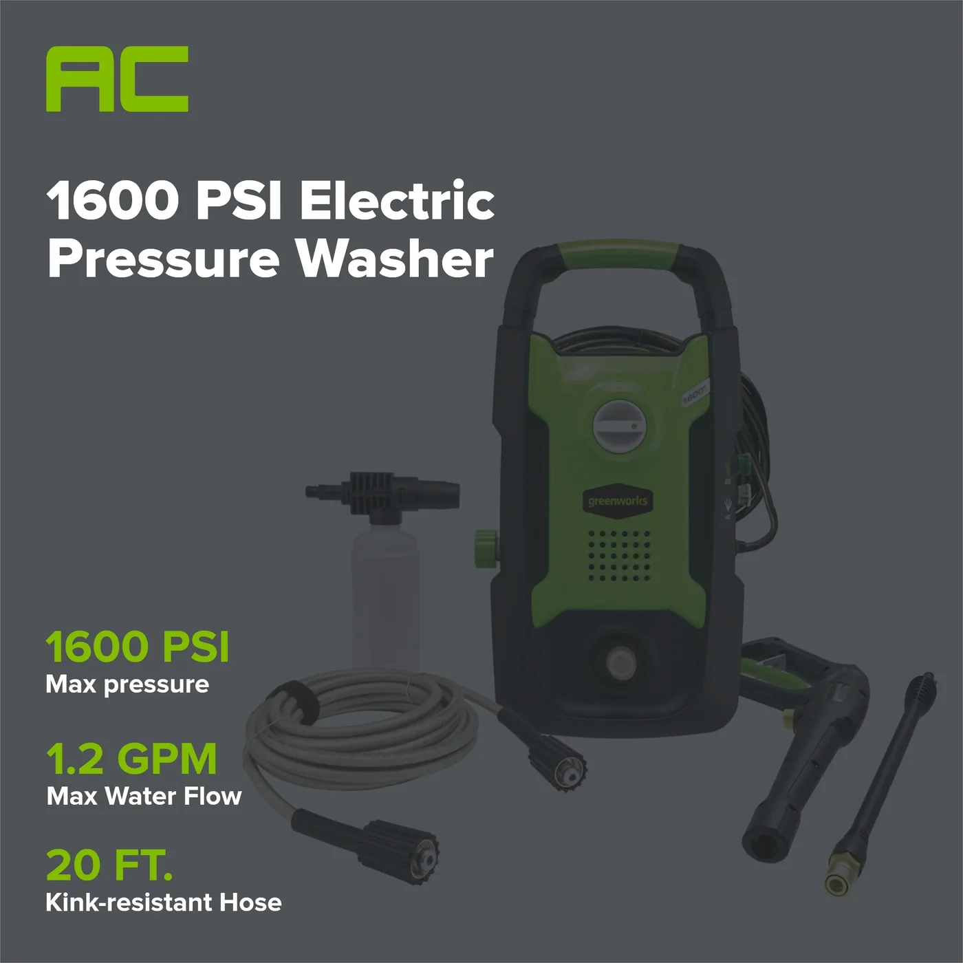 Greenworks GPW1602 pressure washer, manufacturer gallery view 2
