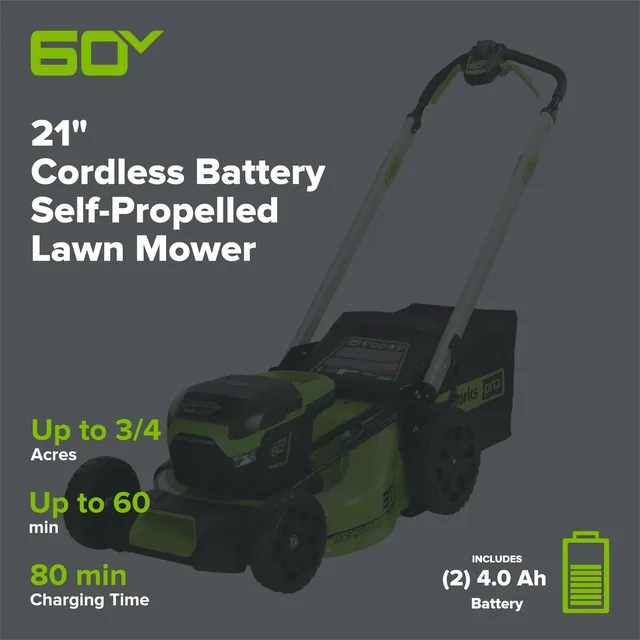 Greenworks 60V 21-inch self-propelled mower kit, product gallery view 2