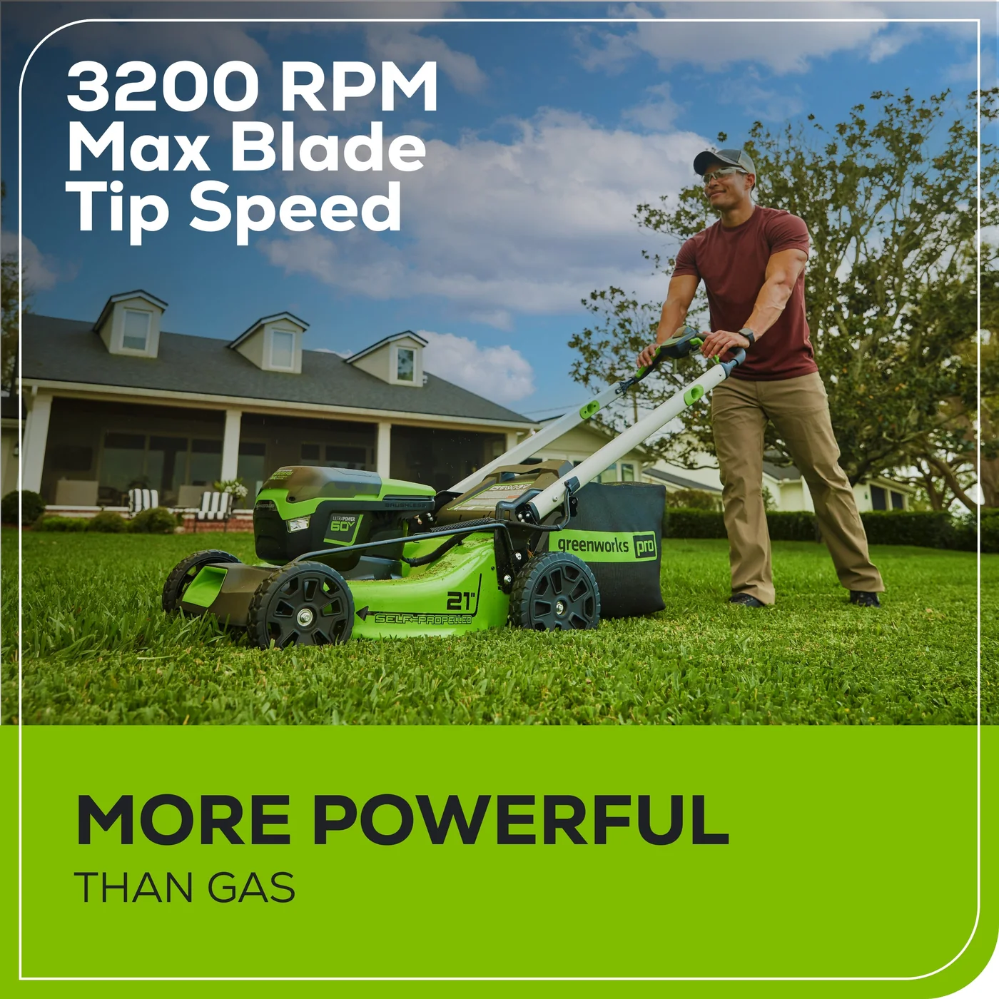 Greenworks 60V 21-inch self-propelled mower kit, product gallery view 5