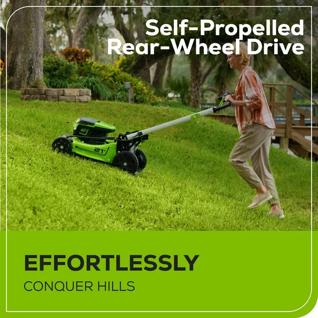 Greenworks 60V 21-inch self-propelled mower kit, product gallery view 6