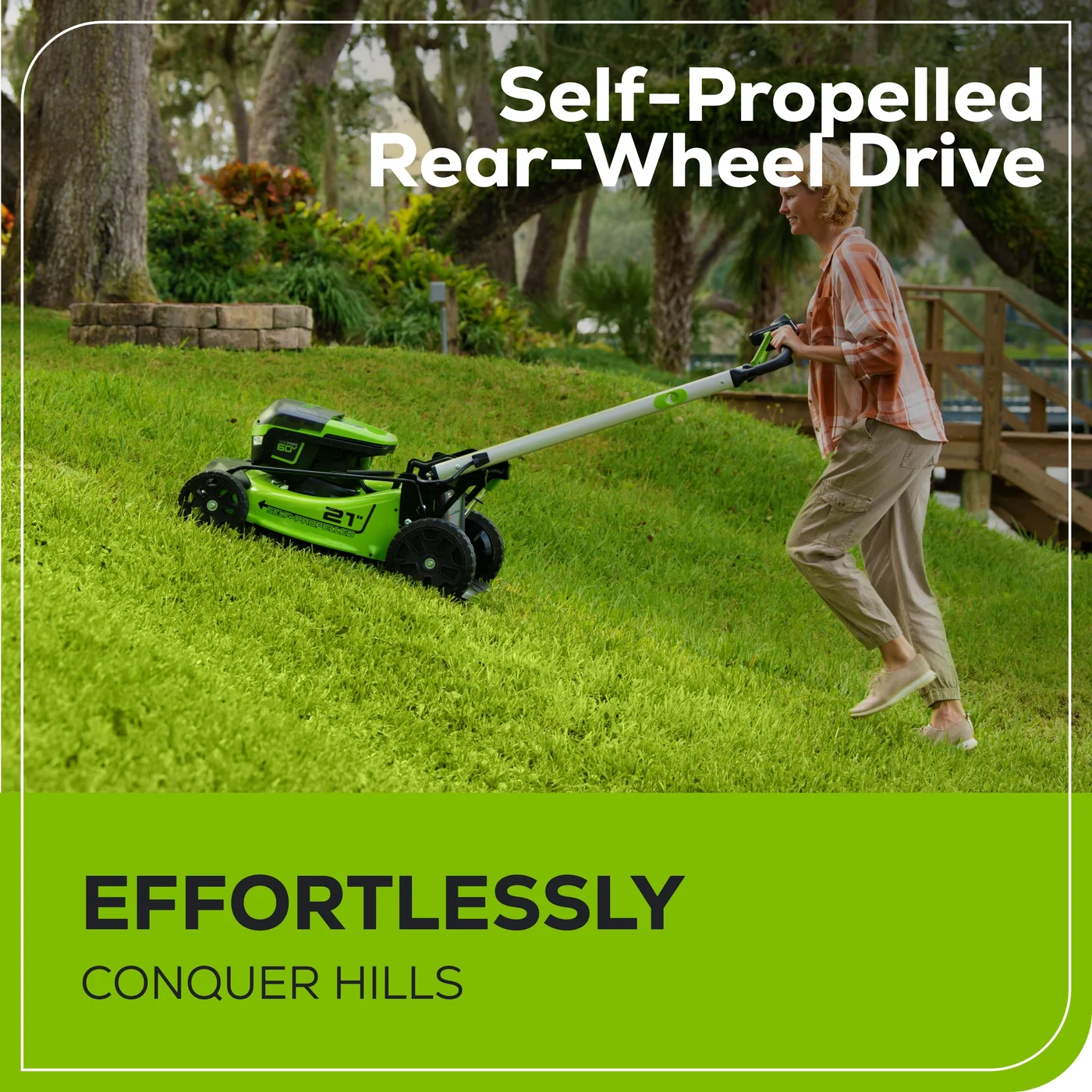 Greenworks 60V 21-inch self-propelled mower kit, product gallery view 6