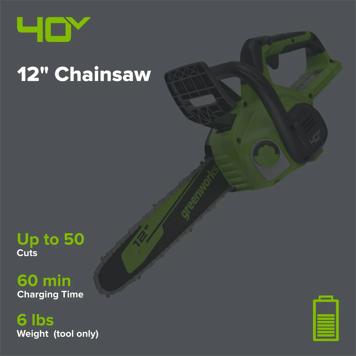 Greenworks CS40B00 chainsaw, manufacturer gallery view 2