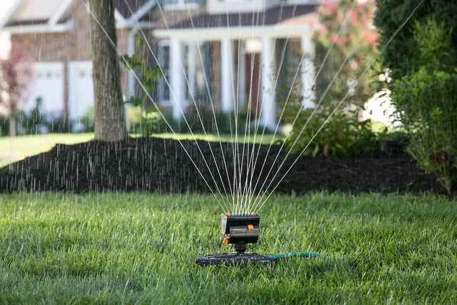 Melnor MiniMax 65131AMZ oscillating sprinkler, detail or garden-use view 2