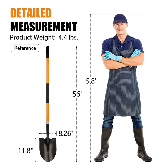VNIMTI 56-inch digging shovel, orange, product gallery view 6
