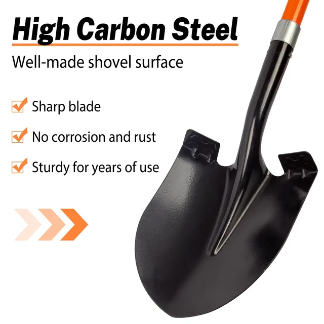 VNIMTI 56-inch digging shovel, orange, product gallery view 2