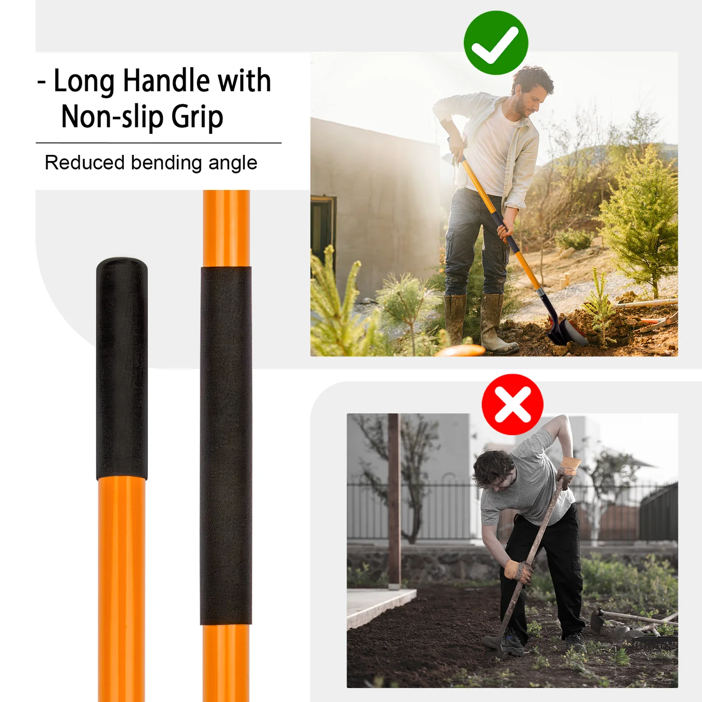 VNIMTI 56-inch digging shovel, orange, product gallery view 5