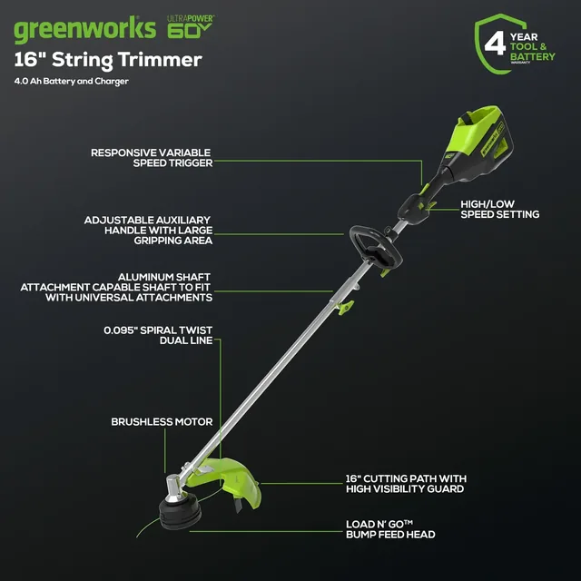 Greenworks ST60L413 string trimmer, manufacturer gallery view 3