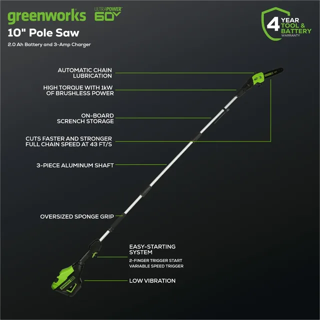 Greenworks 1405602 pole saw, manufacturer gallery view 3