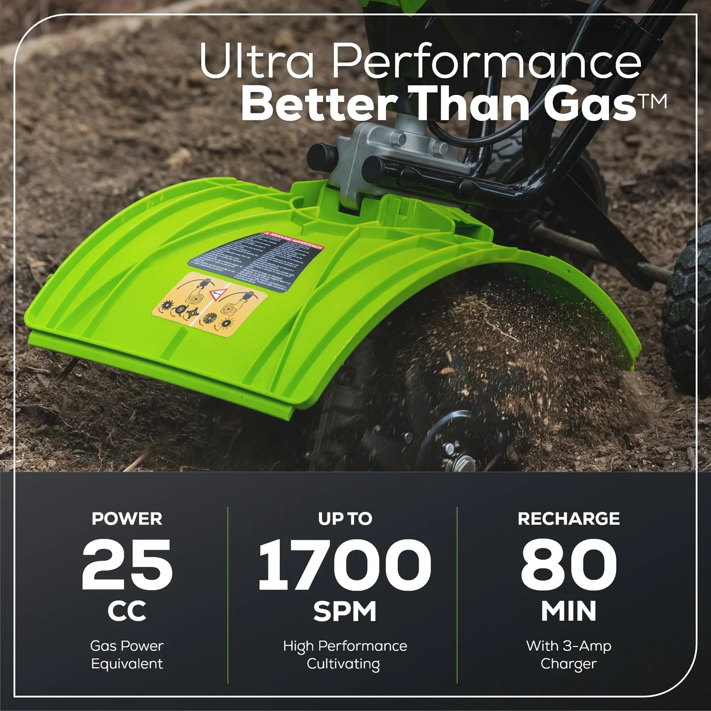 Greenworks TL60L410 cultivator, manufacturer gallery view 3