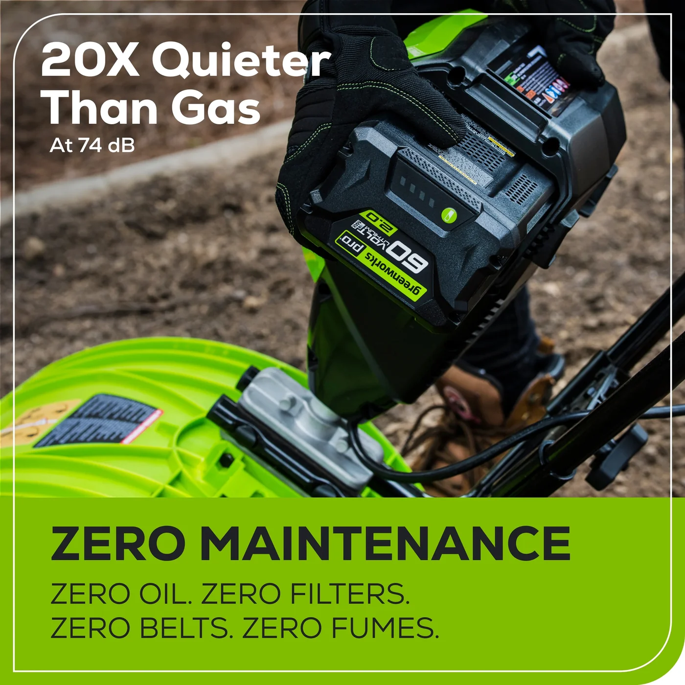 Greenworks TL60L410 cultivator, manufacturer gallery view 6