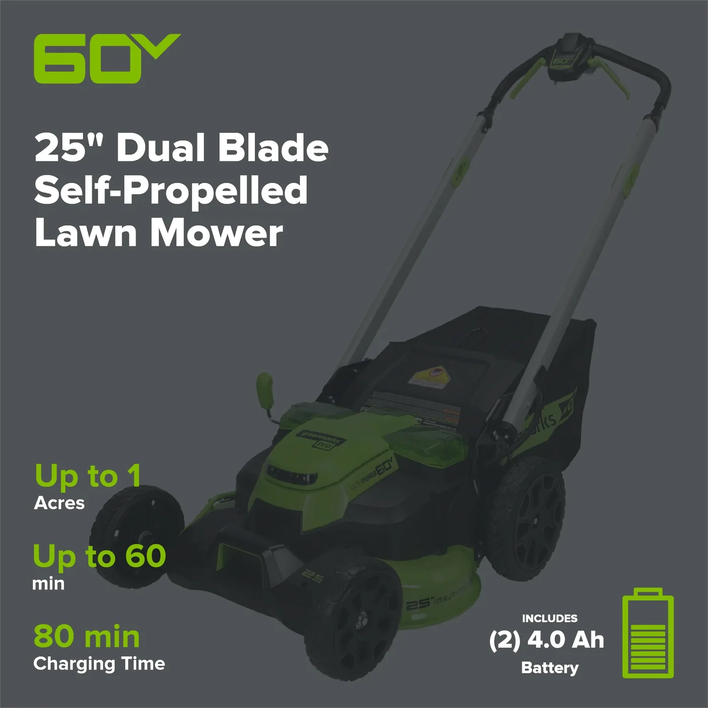 Greenworks MO60L427 mower, manufacturer gallery view 2