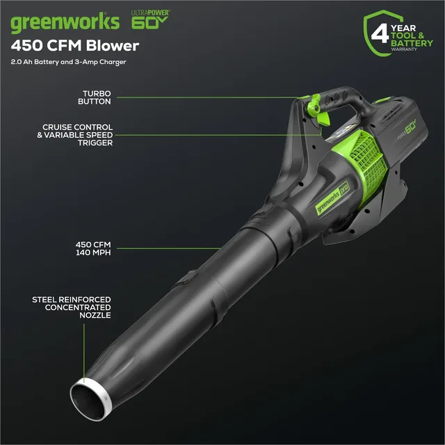 Greenworks BL60B210 leaf blower, manufacturer gallery view 3