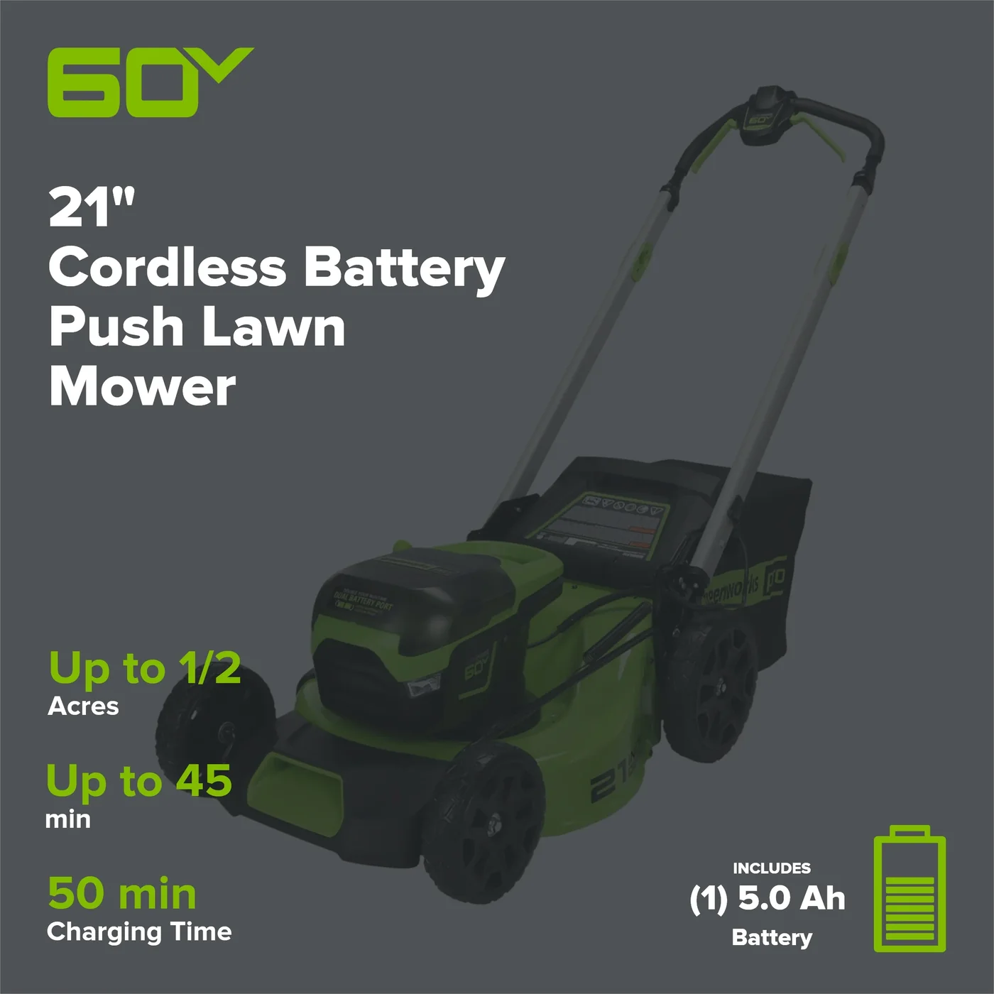 Greenworks MO60L516 mower, manufacturer gallery view 2