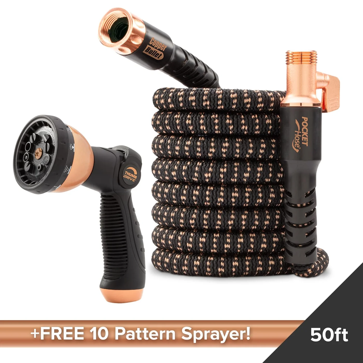 Pocket Hose Copper Bullet 50-foot expandable hose, product view 1