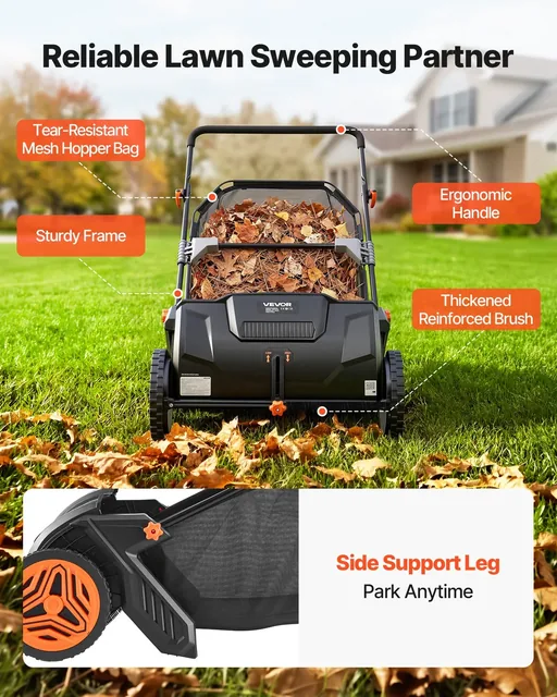 VEVOR 21-inch push lawn sweeper, product photograph 6